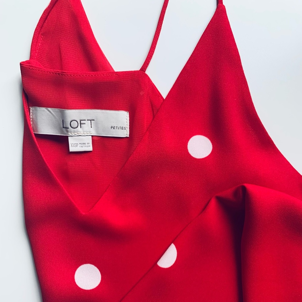 LOFT Petite White Polka Dot Racerback Tank Cami